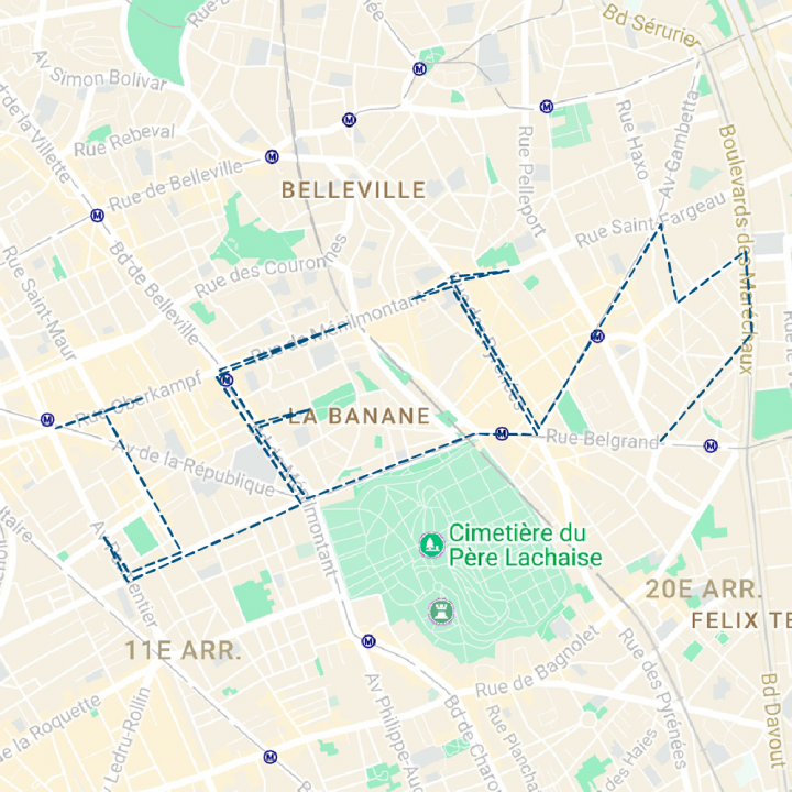 Parcours de 11 km, 21 mars 2015, Paris - Running Drawing - Je t aime