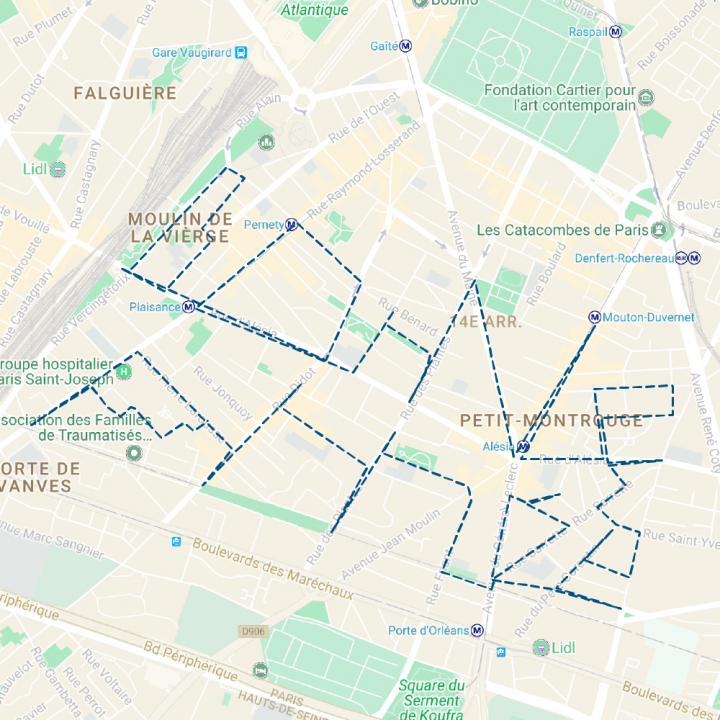 Parcours de 13 km, 31 decembre 2017, Paris - Running Drawing - Bonne Annee