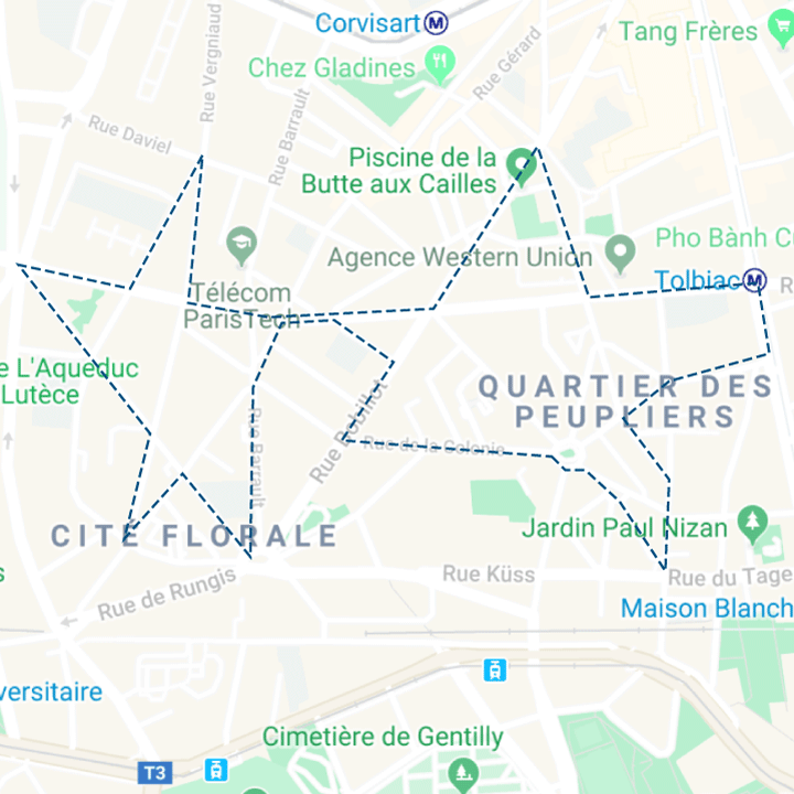 Parcours de 4 km, 17 juillet 2018, Paris - Running Drawing – Deux étoiles